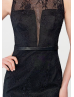 Black Lace Knee Length Mother Dress With Taffeta Jacket